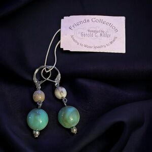 Garold C. Miller marbled bead dangle earrings